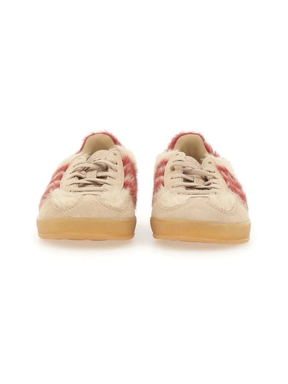Adidas Originals Gazelle Indoor Fuzzy Suede Sneakers Beige Red NWT US 7,5 - Picture 4 of 7